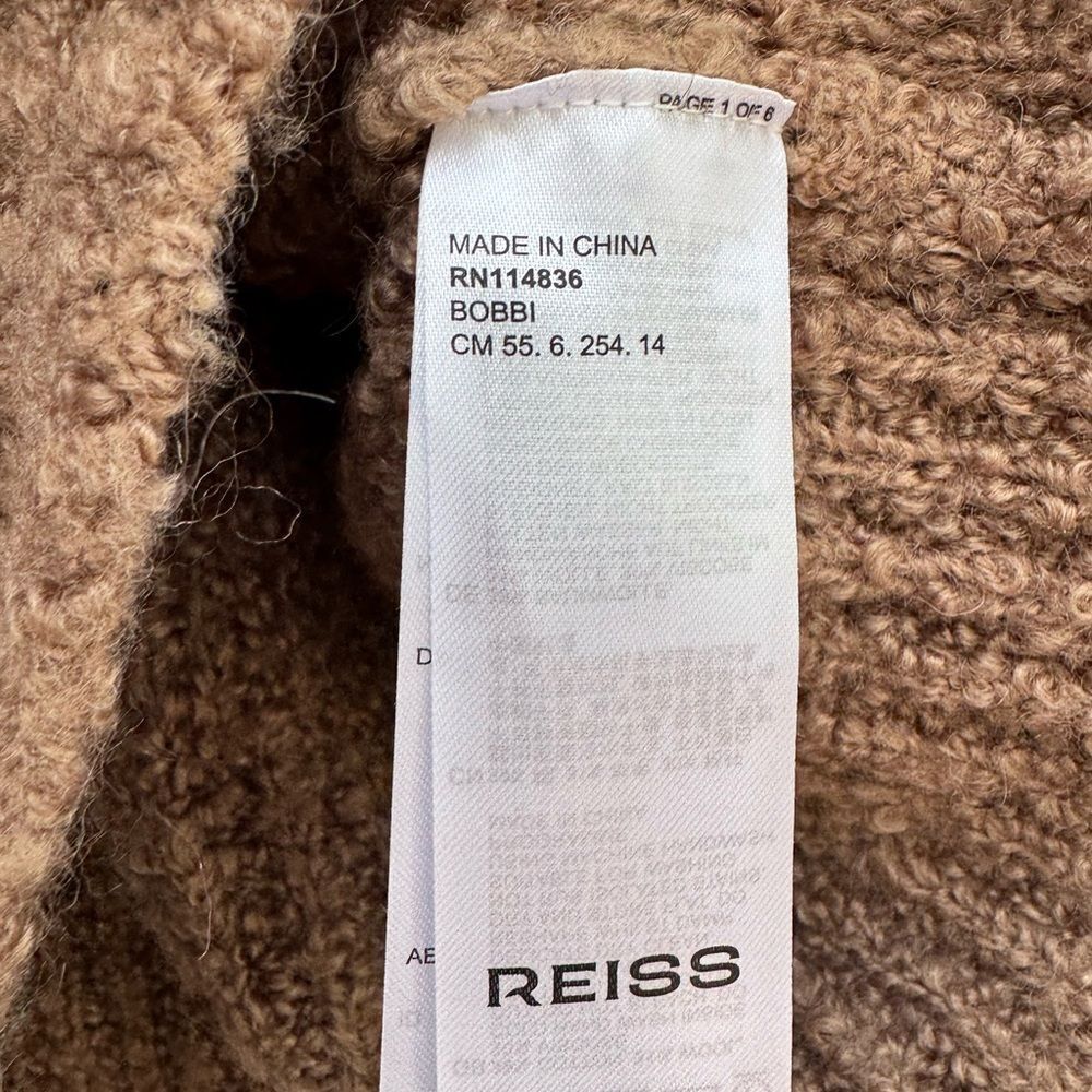 REISS Bobbi Chunky Fairisle Pattern Knit Funnel Neck Jumper In Brown Size Large - Picture 11 of 11